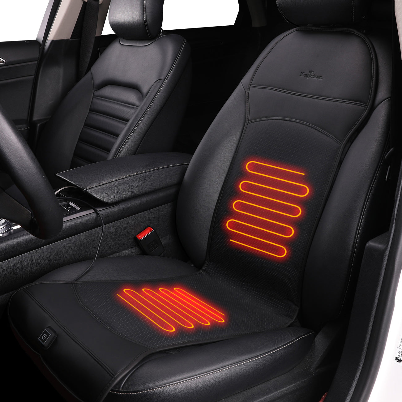 KINGLETING 12V Heated Seat Cushion with Intelligent Temperature Controller  and Timing Function (Black).