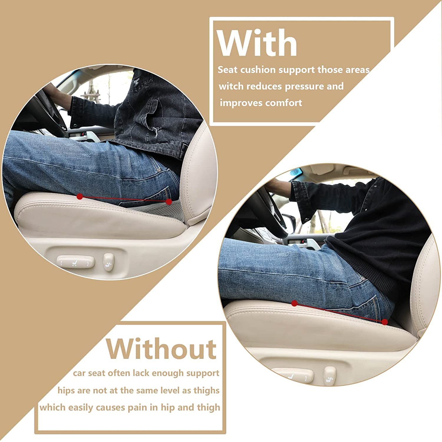 Memory Foam Seat Cushion for Car Back Support Sciatica Pain Relief Pillow