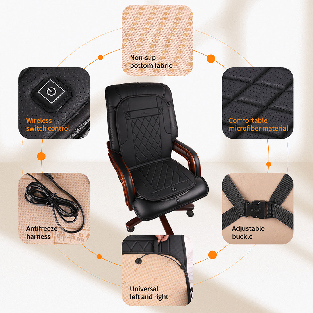 Carrotez Cool Double Breathable 3D Air Mesh Car Seat Cushion Pad, Cool Chair Seat, Car Seat Pads, Home Office Chair, Wheelchair, 41 x 15, (Black)