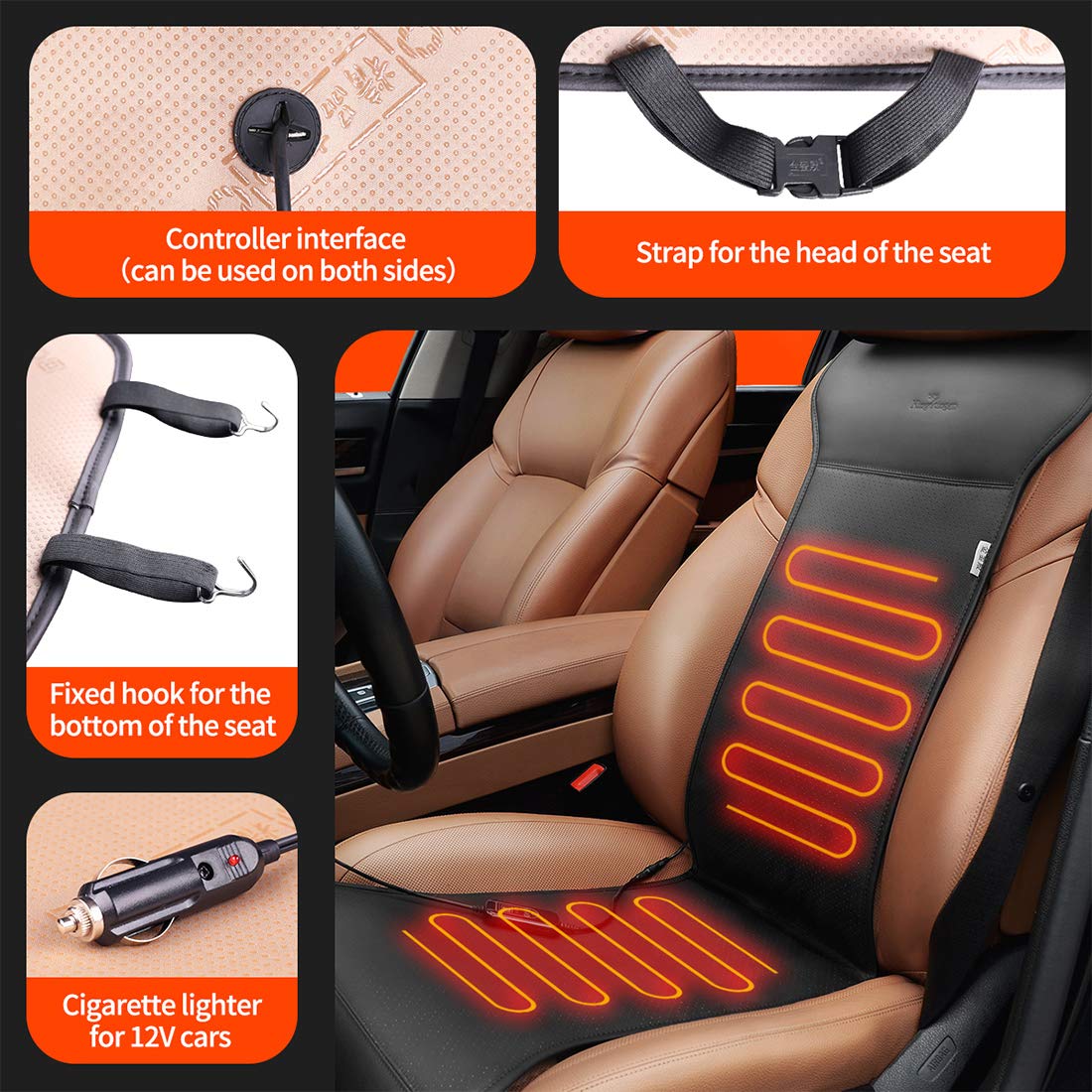 Heated Seat Cushion with Intelligence Temperature Controller Heated Seat  Cover Seat Heating Pad for Car Office Home 