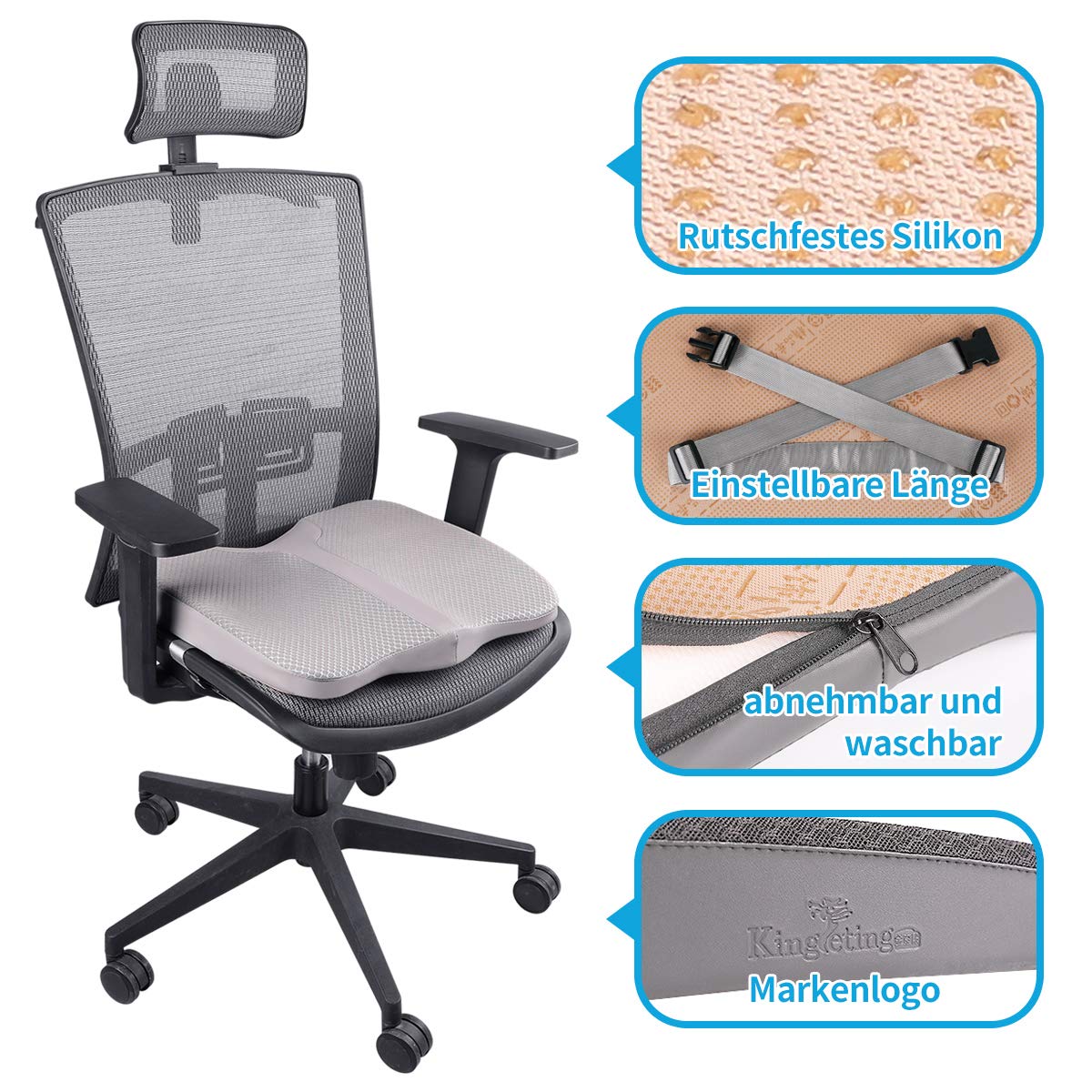 Memory Foam Seat Cushion Coccyx Cushion for Tailbone Pain Non-Slip and Breathable Chair Cushion for Office Chair, Car Seat, Wheelchair