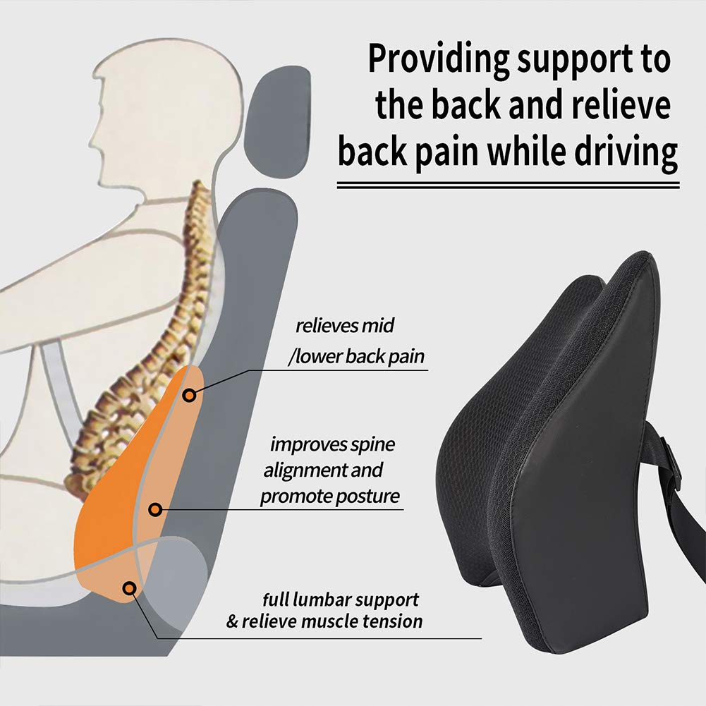 Car Lumbar Support Pillow Car Seat Back Support Cushion Memory Foam Pain  Relief